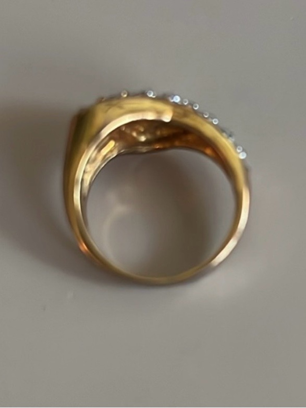 Vintage 14K Gold Plated Clear Crystal Stones Pavé Ring - Picture 4 of 5